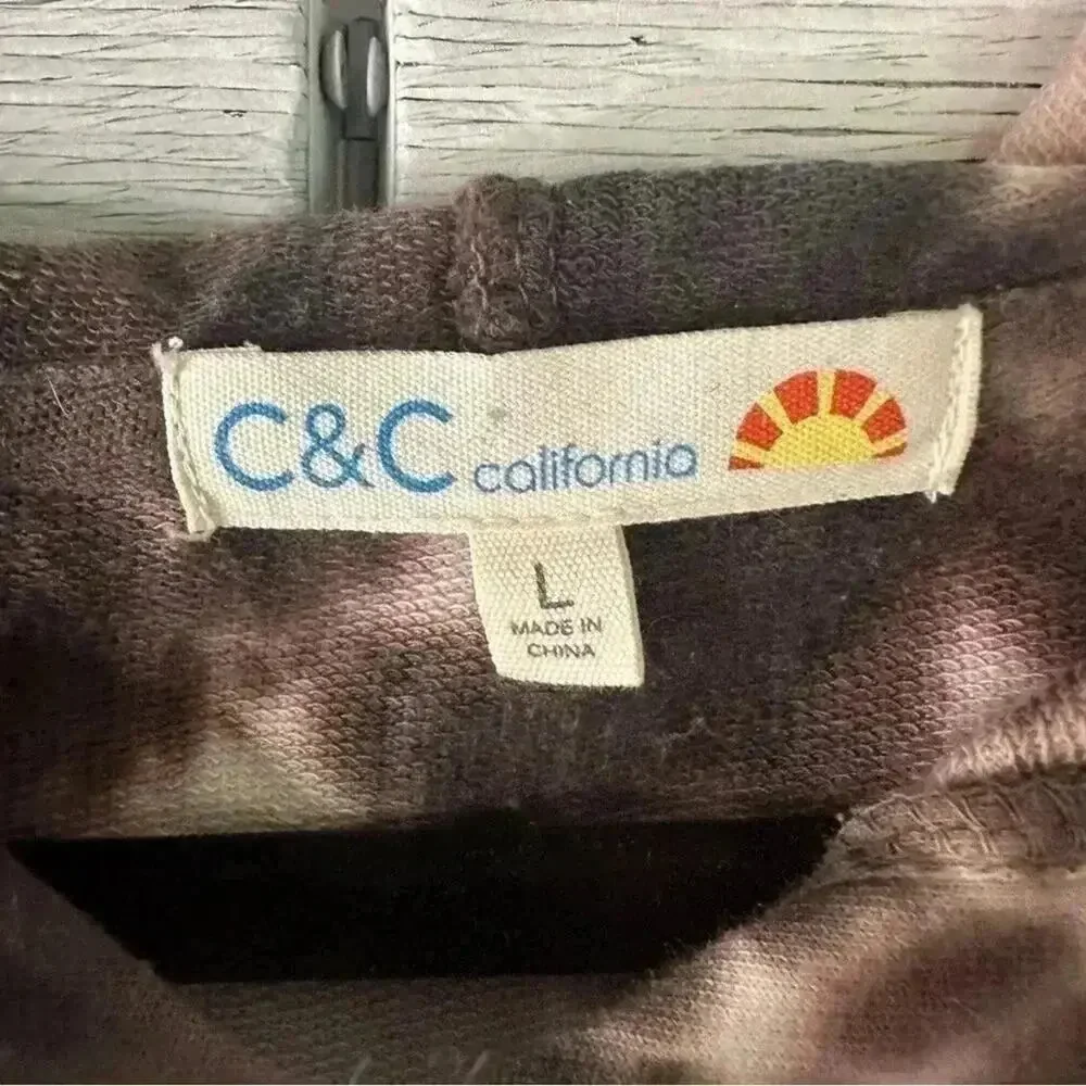 C&C California Twist Front Tie Dye Hoodie, casual beach in good condition size L - Picture 3 of 8